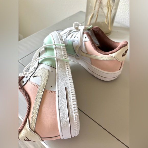 Nike Air Force 1 with White, Mint, Peach, and Brown - Picture 6 of 7
